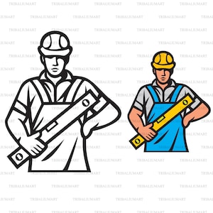 Bouwvakker. Knip bestanden voor Cricut. Clip Art silhouet (eps, svg, pdf, png, dxf, jpeg).