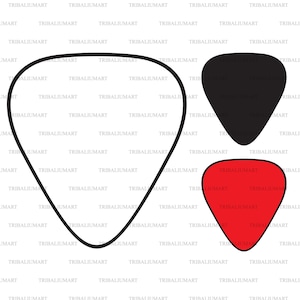 Gitaarpick of plectrum. Knip bestanden voor Cricut. Clip Art silhouet (eps, svg, pdf, png, dxf, jpeg).