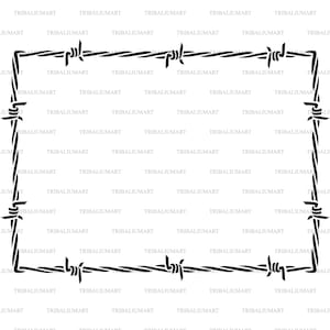 Stacheldrahtrahmen (Rahmen). Dateien für Cricut ausschneiden. ClipArt Silhouetten (eps, svg, pdf, png, dxf, jpg).