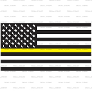 Dünne gelbe Linie Flagge - Dispatcher-Design. Dateien für Cricut ausschneiden. ClipArt Silhouetten (eps, svg, pdf, png, dxf, jpg).