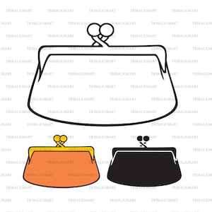 Vecchia borsa a moneta (portafoglio). Tagliare i file per Cricut. Silhouette Clip Art (eps, svg, pdf, png, dxf, jpeg).