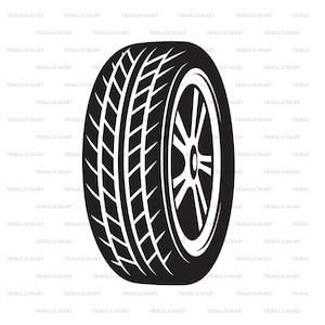 Coche de neumáticos (Rueda, Neumático). Cortar archivos para Cricut. Silueta de Clip Art (eps, svg, pdf, png, dxf, jpeg).