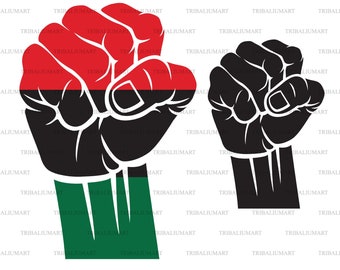 Fist in Pan-African colours. Cut files for Cricut. Clip Art silhouette (eps, svg, pdf, png, dxf, jpeg).