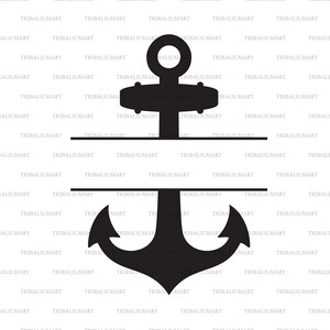 Anker Monogramm. Ausgeschnittene Dateien für Cricut. Clip Art Silhouette (eps, svg, pdf, png, dxf, jpeg).