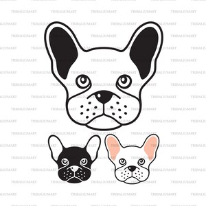 Französische Bulldogge. Schnittdateien für Cricut. Clip Art Silhouette (eps, svg, pdf, png, dxf, jpeg).