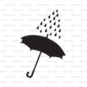 Paraguas de lluvia. Cortar archivos para Cricut. Clip Art silueta (eps, svg, pdf, png, dxf, jpeg).