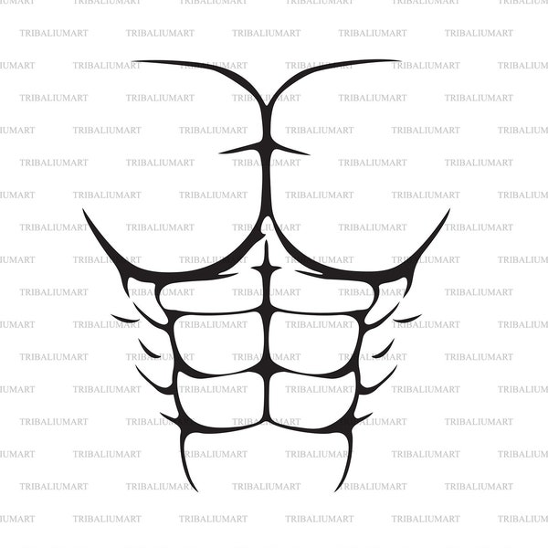Fake Abs (Six Pack ). Muscular body. Abdominal Muscles. Cut files for Cricut. Clip Art silhouettes (eps, svg, pdf, png, dxf, jpeg).