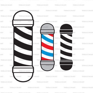 Poste de barbeiro. Salão de barbearia. Cortar arquivos para Cricut. Silhueta de clipart (eps, svg, pdf, png, dxf, jpeg).
