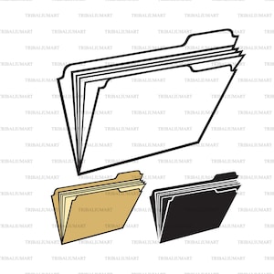 フォルダー。Cricut 用のカット ファイル。クリップ アート シルエット (eps、svg、pdf、png、dxf、jpeg)。