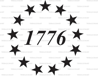 13 Star Betsy Ross Union (American Flag, Patriotic design, USA). Cut files for Cricut. Clip Art silhouettes (eps, svg, pdf, png, dxf, jpeg).