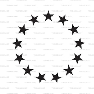 13 Star Betsy Ross Union (Bandeira Americana, Design Patriótico, EUA). Cortar arquivos para Cricut. Silhuetas de clipart (eps, svg, pdf, png, dxf, jpeg).