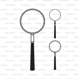 Magnifying glass (Magnifier). Cut files for Cricut. Clip Art silhouette (eps, svg, pdf, png, dxf, jpeg).