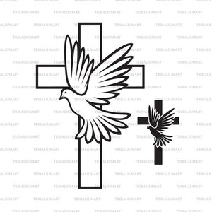 Croce e colomba. Taglia i file per Cricut. Clip Art silhouette (eps, svg, pdf, png, dxf, jpeg).