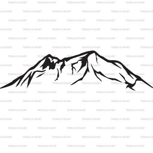 Illustration of mountain landscape. Cut files for Cricut. Clip Art (eps, svg, pdf, png, dxf, jpeg).