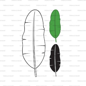 Bananenblatt. Ausgeschnittene Dateien für Cricut. Clip Art Silhouette (eps, svg, pdf, png, dxf, jpeg).
