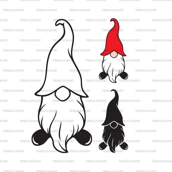 Garden gnome. Cut files for Cricut. Clip Art silhouette (eps, svg, pdf, png, dxf, jpeg).