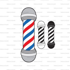Barbier Stange. Barbershop Salon. Ausgeschnittene Dateien für Cricut. Clip Art Silhouette (eps, svg, pdf, png, dxf, jpeg).