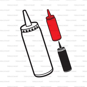 Bouteille de ketchup. Coupez les fichiers pour Cricut. Silhouette Clip Art (eps, svg, pdf, png, dxf, jpeg).
