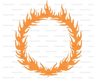 Ring of fire (fiery ring burning, fireball, burning round frame, flaming hoop). Cut files for Cricut (eps, svg, pdf, png, dxf, jpeg).