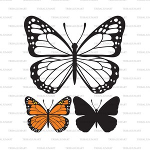 papillon. Couper des fichiers pour Cricut. Silhouettes d’images clipart (eps, svg, pdf, png, dxf, jpeg).