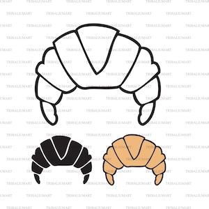 Croissant. Cut files for Cricut. Clip Art silhouettes (eps, svg, pdf, png, dxf, jpeg).
