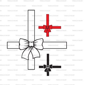 Gift ribbon and bow. Cut files for Cricut. Clip Art silhouettes (eps, svg, pdf, png, dxf, jpeg).