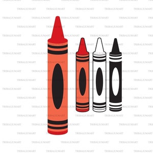 Crayon (Back to School design). Cut files for Cricut. Clip Art silhouette (eps, svg, pdf, png, dxf, jpeg).