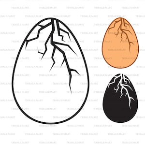 Huevo agrietado. Cortar archivos para Cricut. Clip Art (eps, svg, pdf, png, dxf, jpeg).