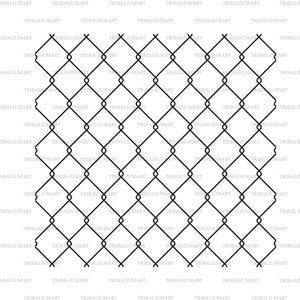 May include: Black chain-link fence graphic on a white background. The fence pattern is repeated across the image, with the text "TRIBALIUMART" repeated around the perimeter.