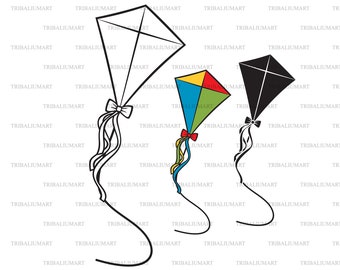 Kite. Cut files for Cricut. Clip Art silhouette (eps, svg, pdf, png, dxf, jpeg).