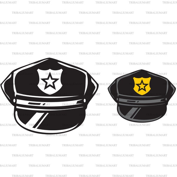 Police hat (cap). Cut files for Cricut. Clip Art silhouette (eps, svg, pdf, png, dxf, jpeg).
