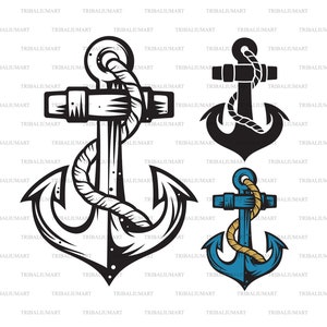 Anker-Design. Dateien für Cricut ausschneiden. ClipArt Silhouetten (eps, svg, pdf, png, dxf, jpg).