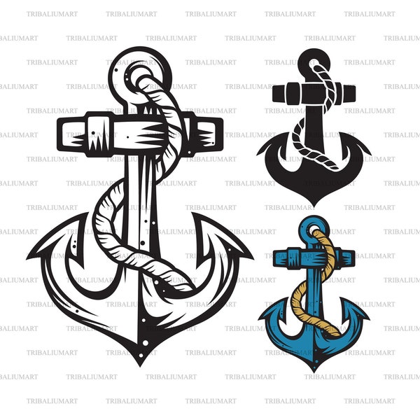 Anchor design. Cut files for Cricut. Clip Art silhouettes (eps, svg, pdf, png, dxf, jpeg).