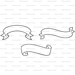 Bänder oder Banner Icons set. Geschnitten Sie Dateien für die Cricut. Clip Art Silhouetten (Eps, Svg, Pdf, Png, Dxf, Jpeg).