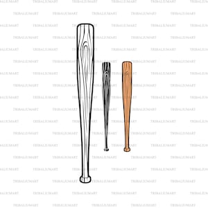 Kij baseballowy. Pliki do cięcia dla Cricut. Sylwetka Clip Art (eps, svg, pdf, png, dxf, jpeg).