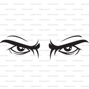Sguardo arrabbiato (occhi cattivi). Tagliare i file per Cricut. Siluetta ClipArt (eps, svg, pdf, png, dxf, jpeg).