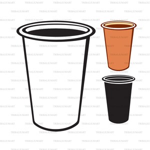 Papier-Kaffee-Tasse. Dateien für Cricut ausschneiden. ClipArt Silhouetten (eps, svg, pdf, png, dxf, jpg).