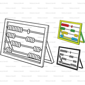 Abacus con muchas cuentas de colores. Cortar archivos para Cricut. Silueta Clip Art (eps, svg, pdf, png, dxf, jpeg).