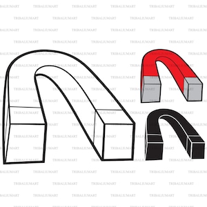 Aimant rouge de fer de fer de fer de fer de fer. Coupez les fichiers pour Cricut. Silhouettes Clip Art (eps, svg, pdf, png, dxf, jpeg).