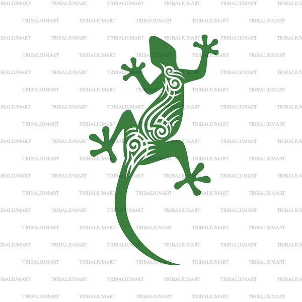 Tattoo lizard. Cut files for Cricut. Clip Art silhouettes (eps, svg, pdf, png, dxf, jpeg).