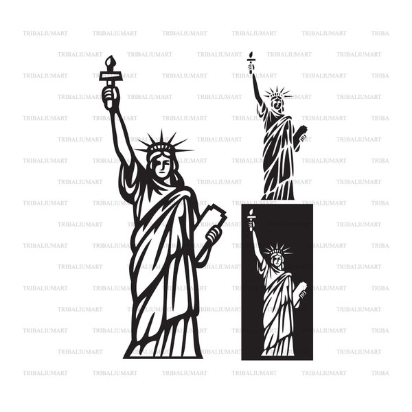 Statue of Liberty in New York. Cut files for Cricut. Clip Art silhouette (eps, svg, pdf, png, dxf, jpeg).