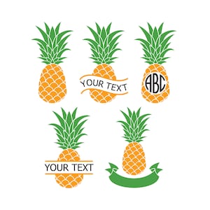 Design de monogramme ananas. Couper des fichiers pour Cricut, silhouettes de Clip Art (eps, svg, pdf, png, dxf, jpeg).