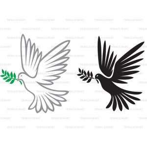 Colomba della pace. Taglia i file per Cricut. Sagome di clip art (EPS, SVG, PDF, PNG, DXF, jpeg).