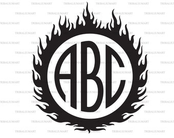 Ring of fire monogram. Cut files for Cricut. Clip Art silhouette (eps, svg, pdf, png, dxf, jpeg).