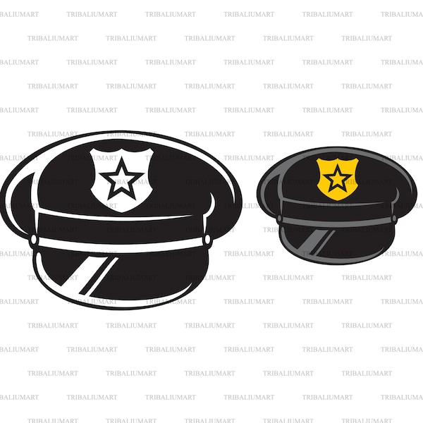 Police hat (cap). Cut files for Cricut. Clip Art silhouette (eps, svg, pdf, png, dxf, jpeg).