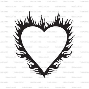 Corazón en llamas. Cortar archivos para Cricut. Clip Art (eps, svg, pdf, png, dxf, jpeg).