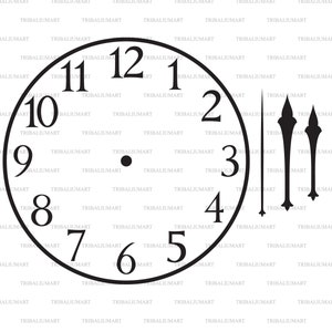 Relógio com ponteiros de relógio. Cortar arquivos para Cricut. Clip-art (eps, svg, pdf, png, dxf, jpeg).