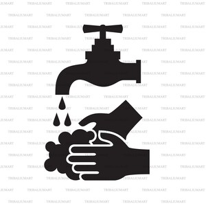 Washing hands. Cut files for Cricut. Clip Art silhouettes (eps, svg, pdf, png, dxf, jpeg).