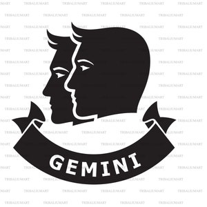 Gemini Tierkreiszeichen (Horoskop-Symbol, Astrologie-Symbol). Schneiden Sie Dateien für Cricut, Clip Art Silhouetten (eps, svg, pdf, png, dxf, jpg).