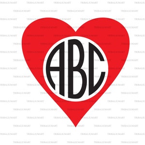 Herz-Monogramm. Dateien für Cricut ausschneiden. ClipArt (eps, svg, pdf, png, dxf, jpg).